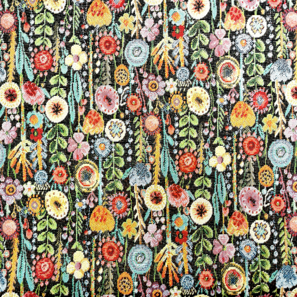Tapestry Fabric KEW GARDENS BLACK, Upholstery Fabrics, Curtain
